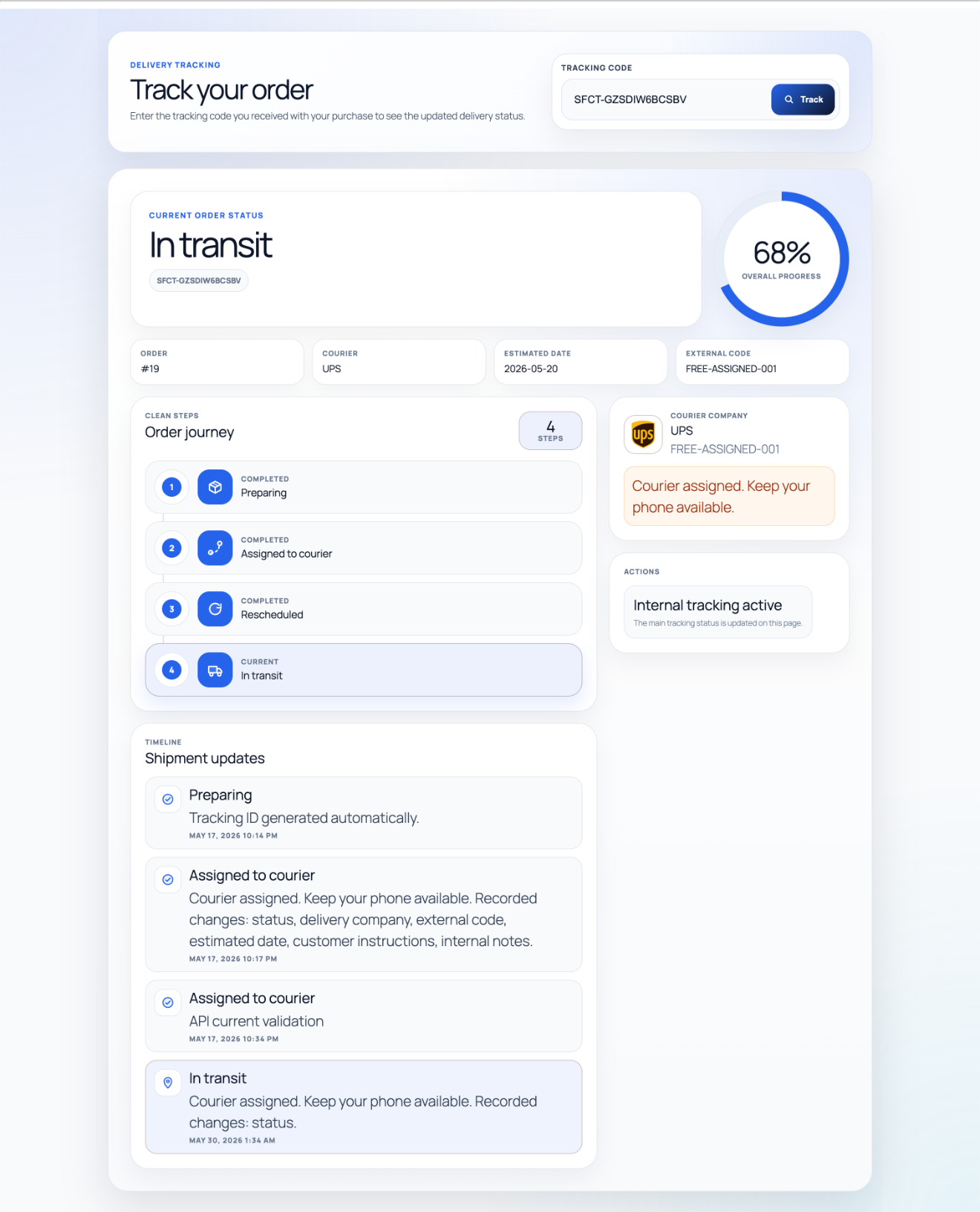 Premium clean tracking view