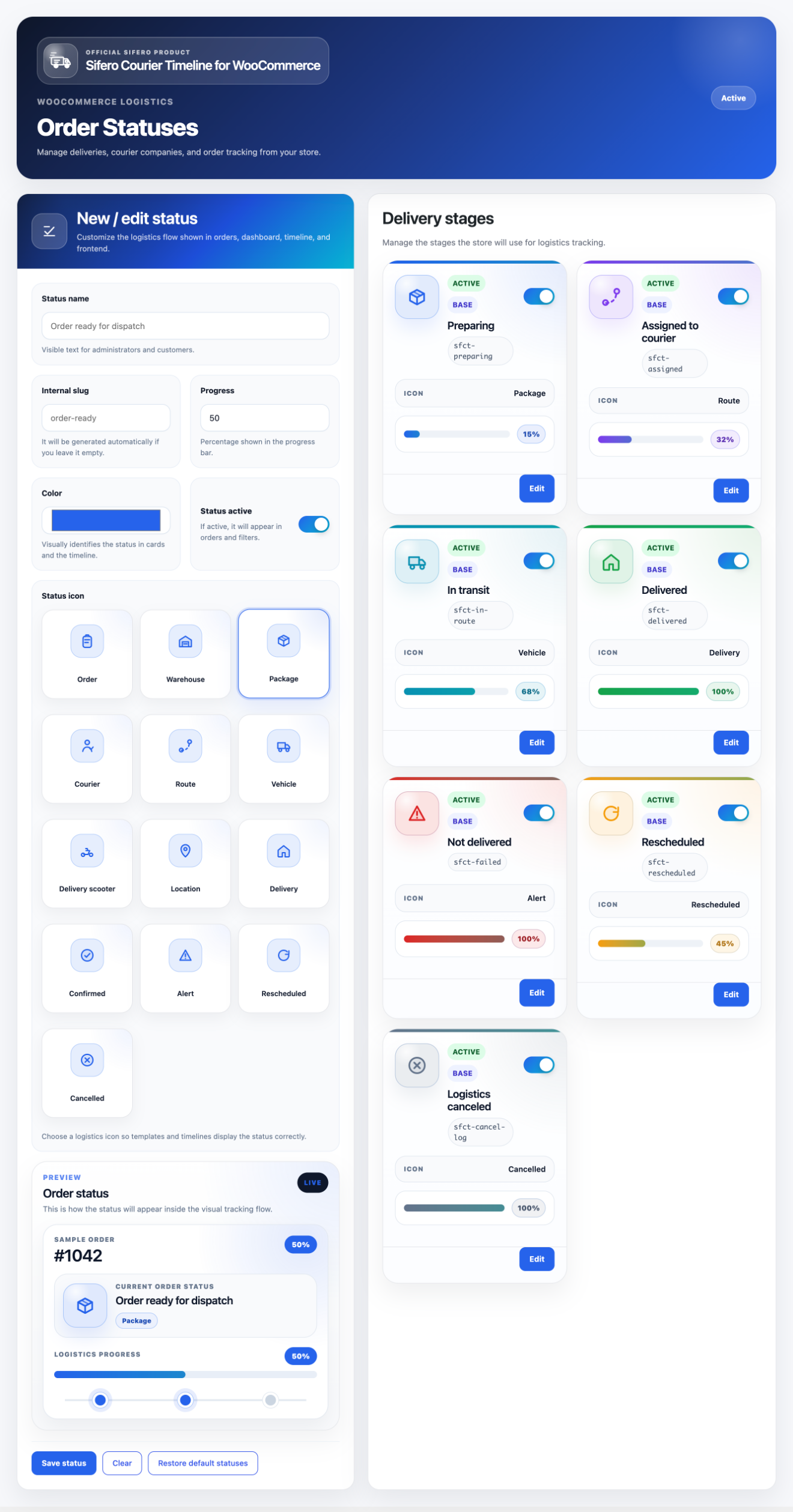 Settings panel
